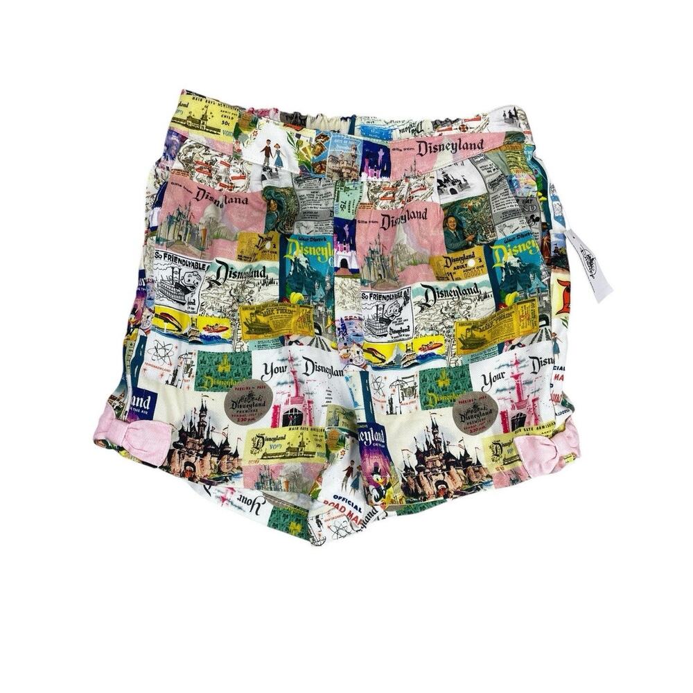 NWT Disney Disneyland Eras Shorts Girls Size 4 100th Anniversary All Over Print
